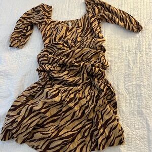 Anthropologie Large Maxi Dress Brown Zebra Print